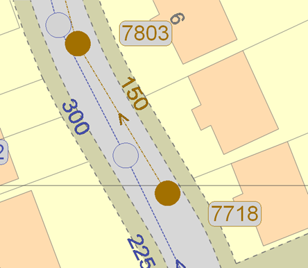 map showing seperate foul system in brown and surface water in blue