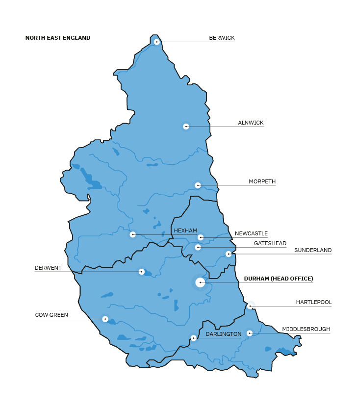 map showing our area in the north east of england