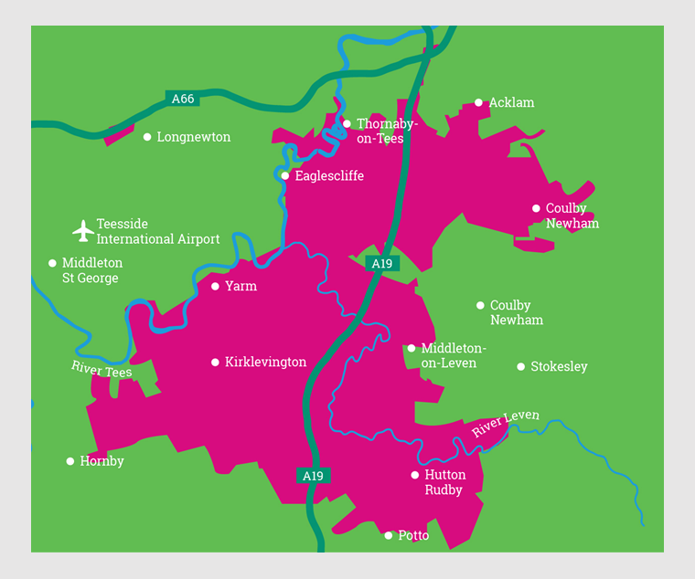 Yarm and Thornaby map