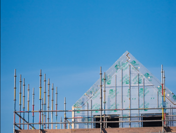 scaffolding on new build house