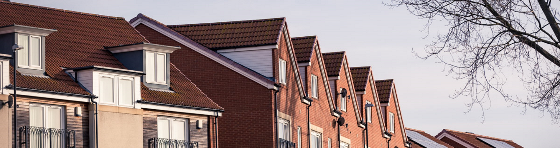 Street of house roofs