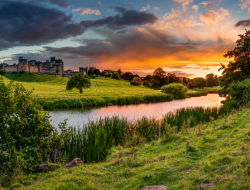 Castel and river in sunset