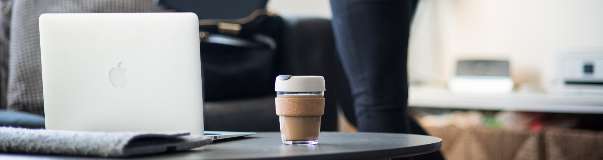 laptop cup on table