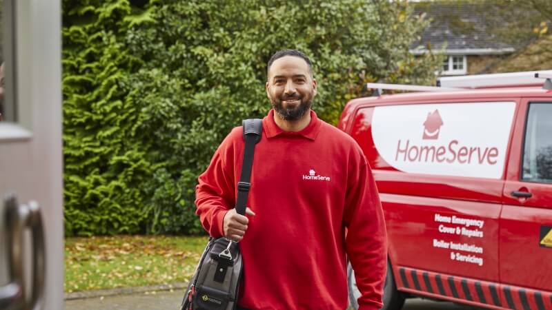 Homeserve employee outside of Homeserve van