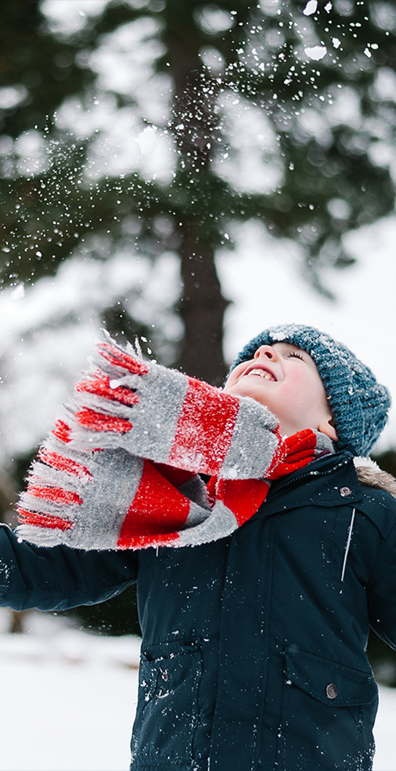 Winter gloves holding snow